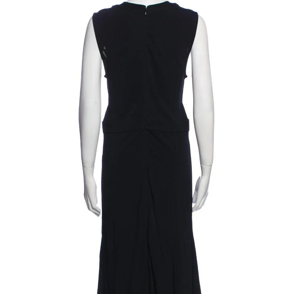 Tory Burch Black Midi Fit and Flare Shift Dress - Ruffle - 8